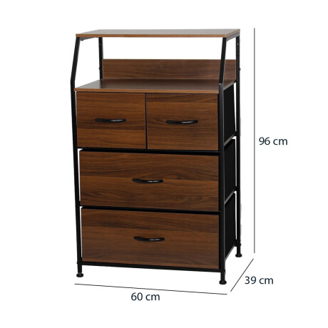 Mueble Organizador Cajonera 4 Cajones con Estantes en Madera Marrón