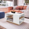 Mesa Ratona De Centro Living Blanco/Roble Con Estante Lumax Mesa Ratona De Centro Living Blanco/Roble Con Estante Lumax