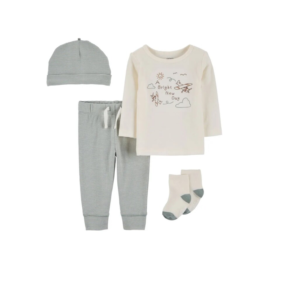 Conjunto Carters 4 piezas Gorro Medias RN a Bright new day Beige