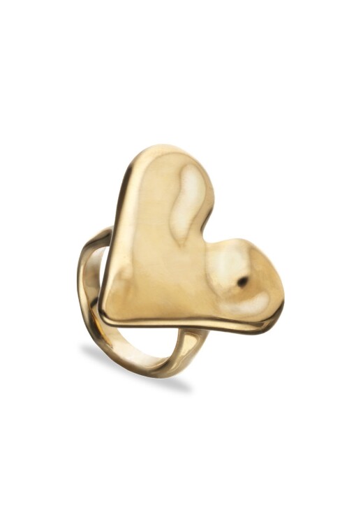 ANILLO DE ALEACIÓN DE METALES BAÑADO EN ORO 18K CON FORMA DE CORAZÓN Anillo