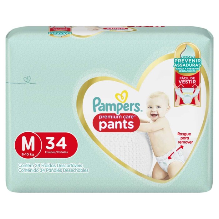 PAMPERS PREMIUM CARE PANTS M PAQ. X 34 única