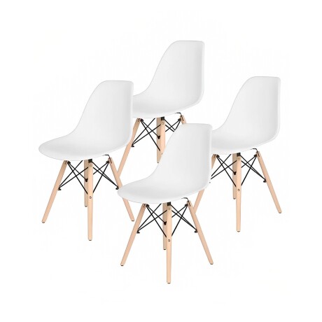 Juego de Comedor Eames Mesa cuadrada + 4 sillas Blanco