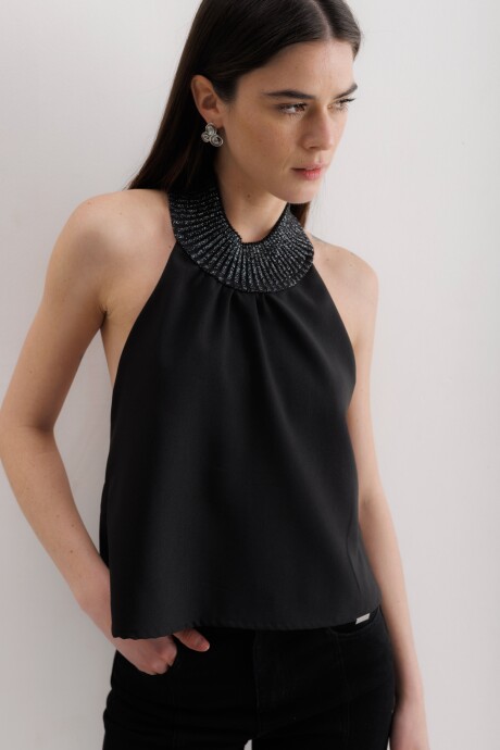 Top Voile Negro