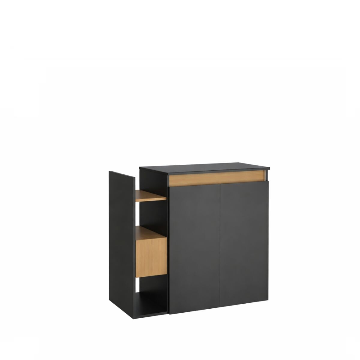 Mueble De Baño Suspendido Lotus Negro 80 Cm Con Tapa De Vidrio Sin Bacha 