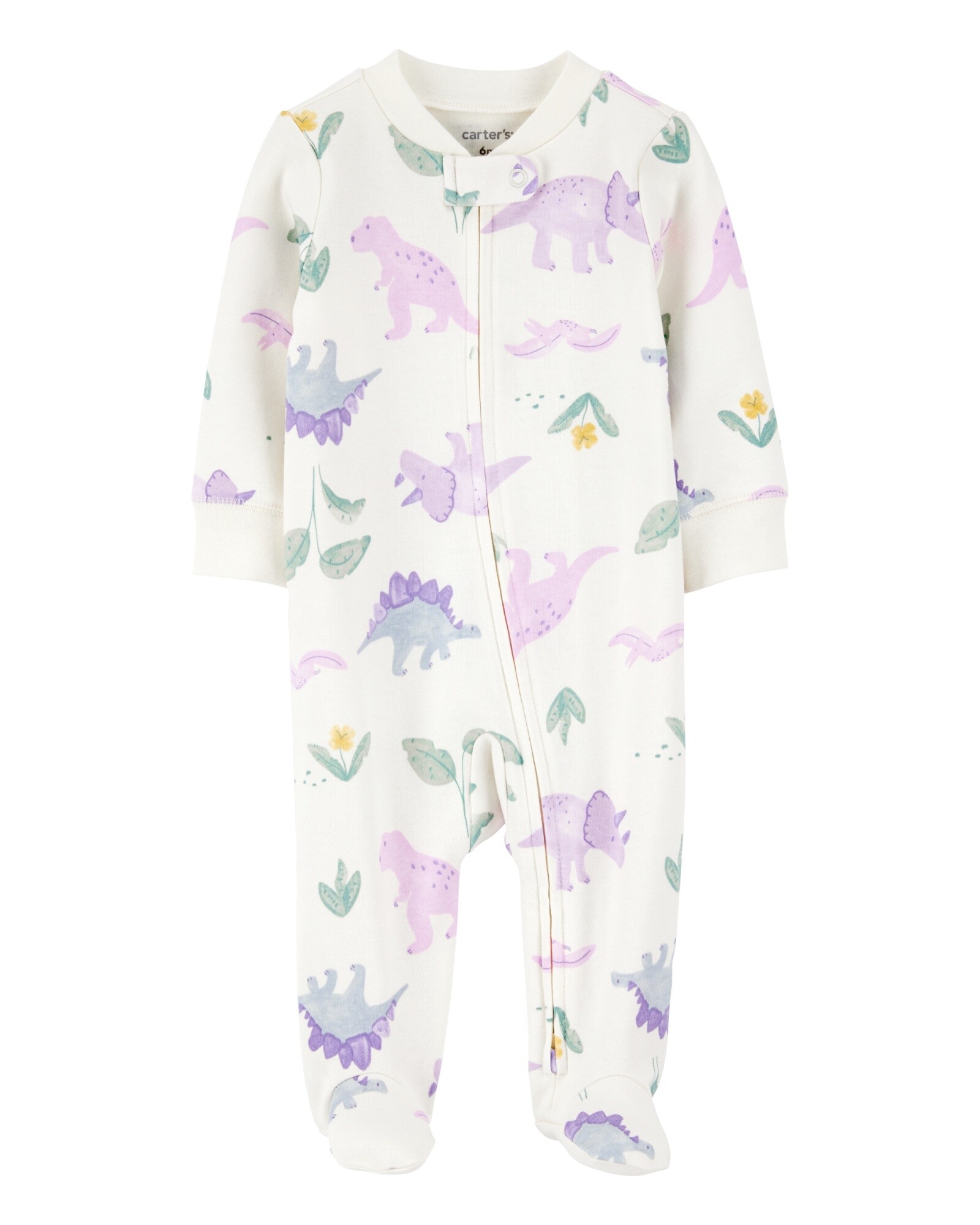 Pijama una pieza de algodón, con pie, diseño dinos Sin color