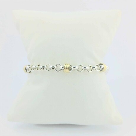 Pulsera de plata 925 y double en oro 18 ktes, 19 cm. Pulsera de plata 925 y double en oro 18 ktes, 19 cm.