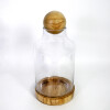 FRASCO DE VIDRIO C/BASE MADERA/TAPA 8.5X34CM Unica