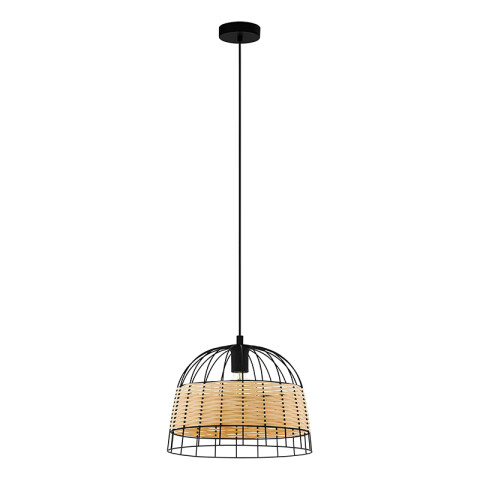 Colgante reja negro/ratán 1XE27 Ø370X1100MM ANWICK EG3313