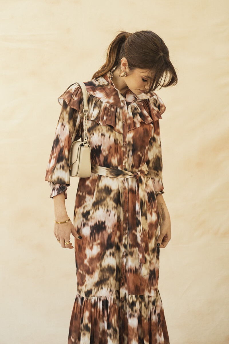 CAMISERO MARIE MAXI BROWNISH-GREEN BATIK CAMISERO MARIE MAXI BROWNISH-GREEN BATIK