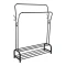 Perchero Organizador Metal Doble Con Zapatera Doble Negro