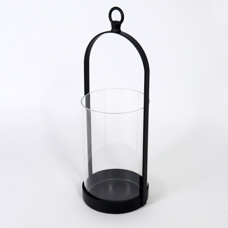PORTA VELA METAL NEGRO/VIDRIO 10X10X27CM Unica