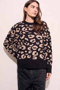 Sweater Animal Print Negro