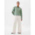 LS CROPPED SHIRT - EYELET HEM SAGE