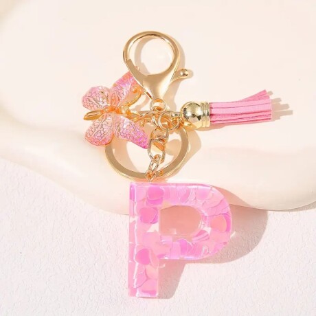 Llavero de letras P rosa