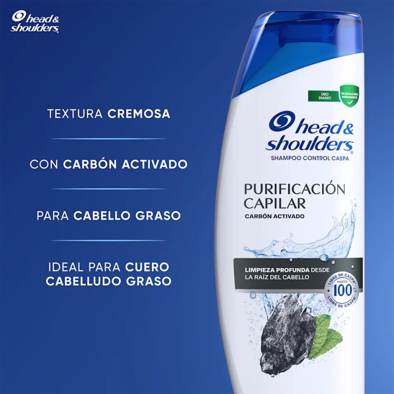 Shampoo Head & Shoulders Carbón Activado Purificación Capilar 375 ml Shampoo Head & Shoulders Carbón Activado Purificación Capilar 375 ml