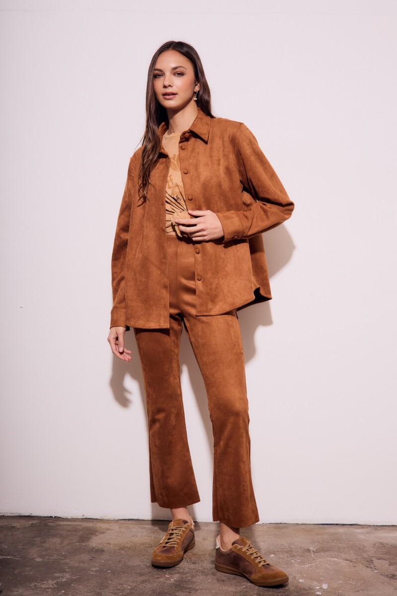 Pantalon Gamuza Cuero Vegano Camel