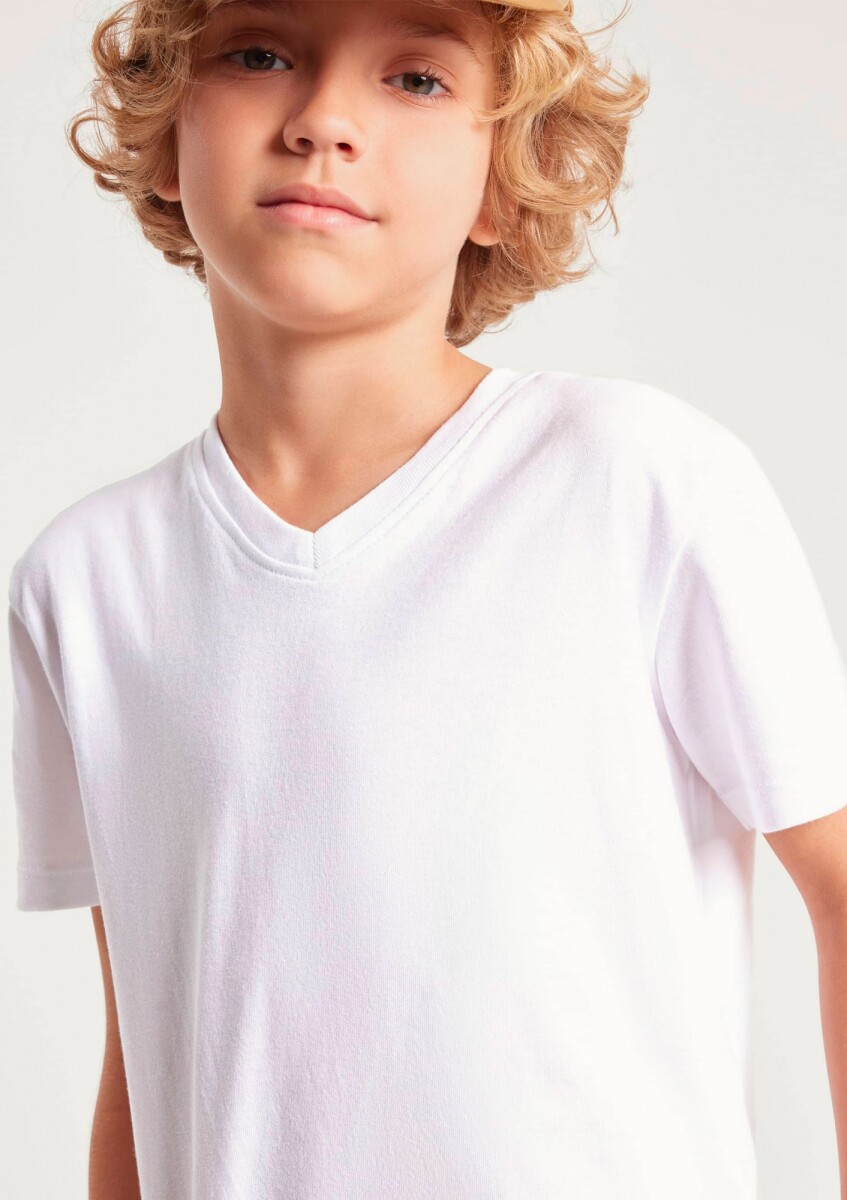 CAMISETA BÁSICA DE ALGODÓN - BLANCO 