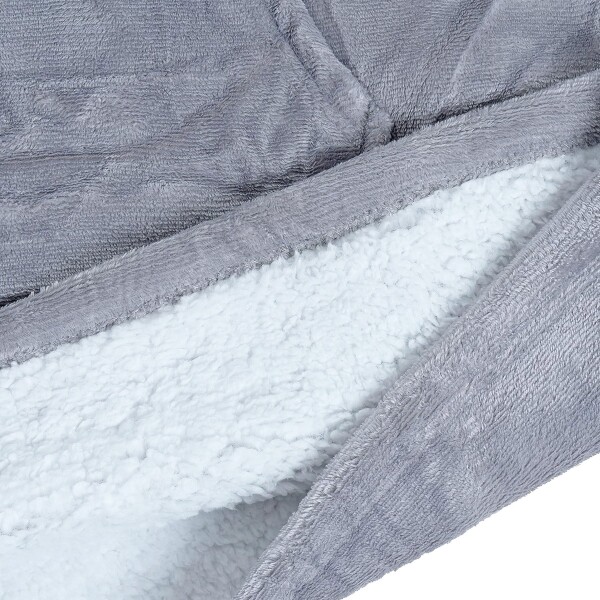 Manta Buzo Canguro Con Capucha Corderito Invierno Suave Variante Color Gris