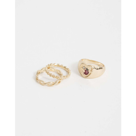 Set De Anillos Metal Dorado Dorado