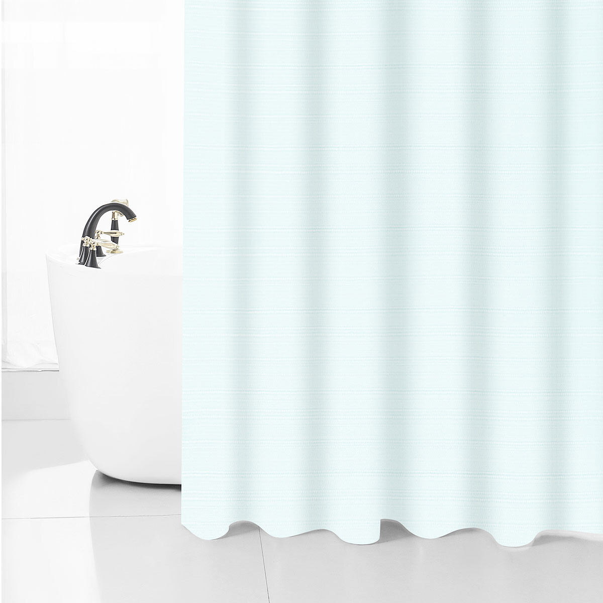 Cortina de Baño Home Class Jacquard Lisa 180 x 180 Cm. - TURQUESA 