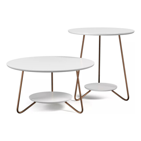 Set Mesa Ratona + Mesa Auxiliar Living Nordico Blanco