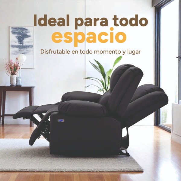 Sofá Sillón 2 Cuerpos Reclinable Masajeador Electrico Living Color Variante Negro