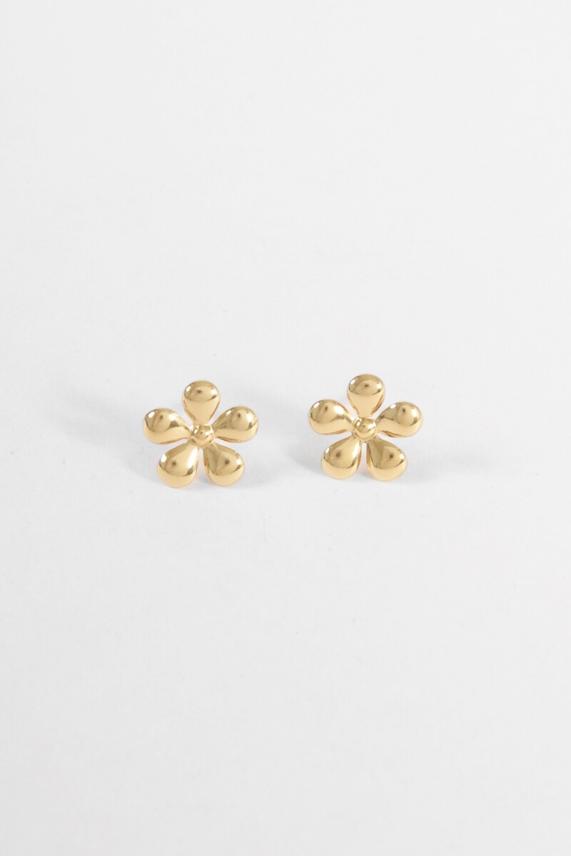 Caravanas flor acero dorado