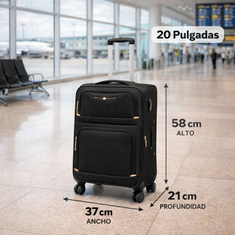 Valija de Tela Oxford con Ruedas 20' Negra