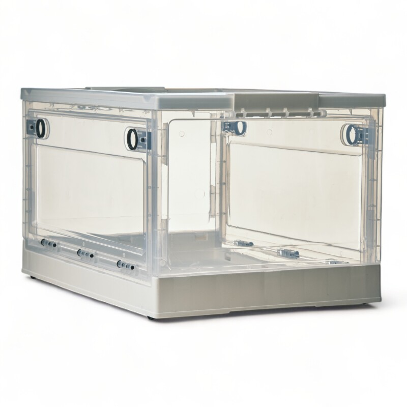 Caja Organizadora Plegable Apilable Plástico Transparente L Sin Color