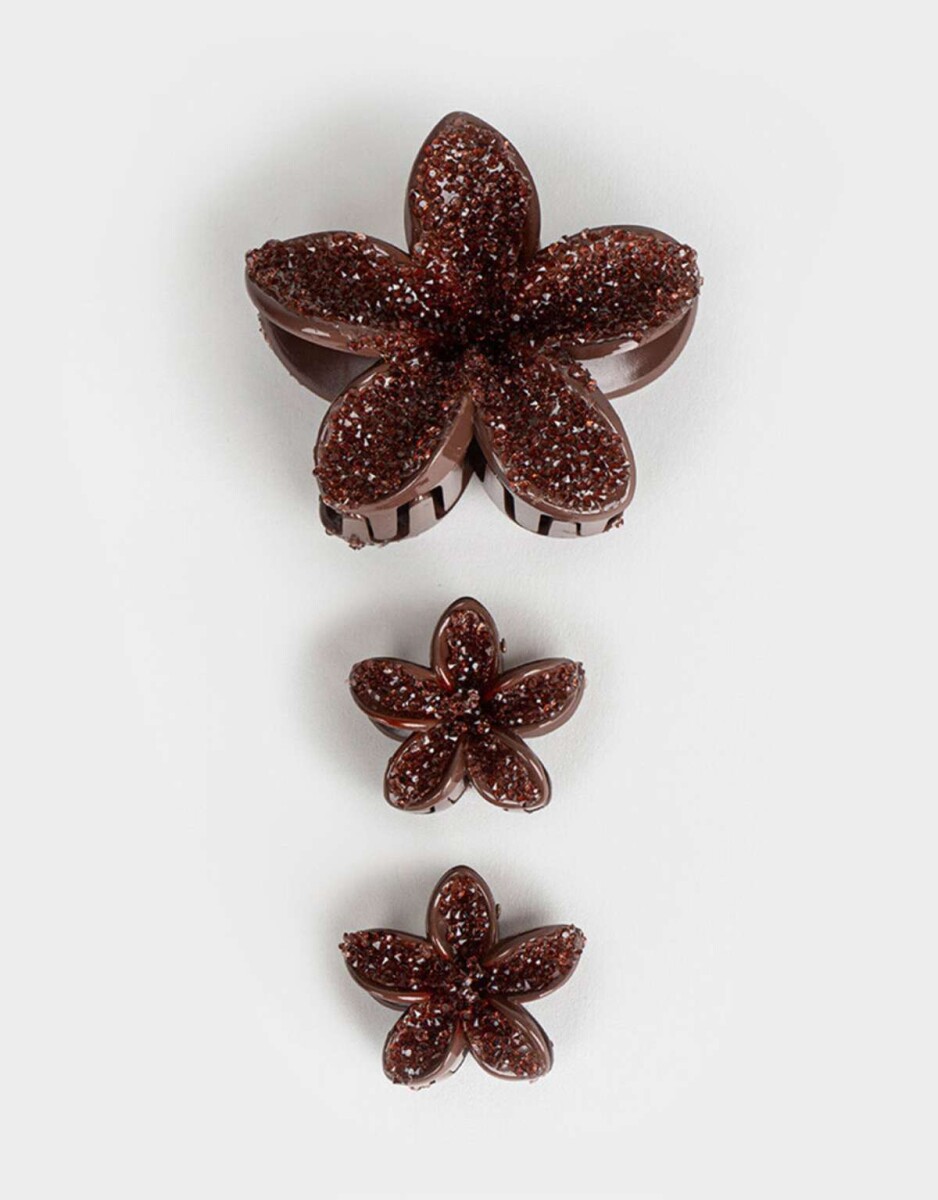 Set De Broches Flor Hawaiana - Marron Chocolate 
