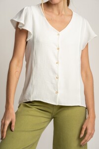 Blusa Escote V Nacar