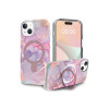 Protector iPhone 15 diseño mármol con soporte color rosa Protector Iphone 15 Diseño Mármol Con Soporte Color Rosa