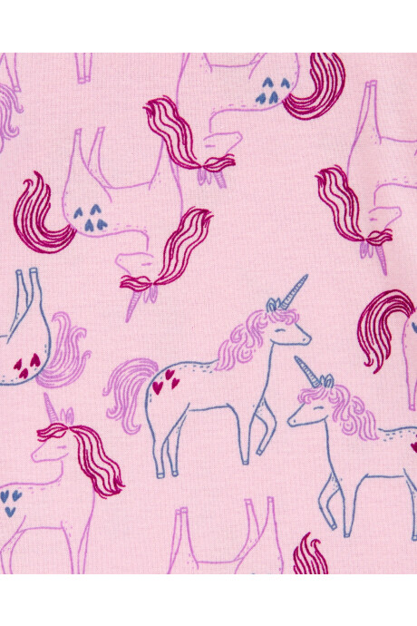 Pijama cuatro piezas de algodón, dos pantalones y dos remeras, diseño unicornios Sin color