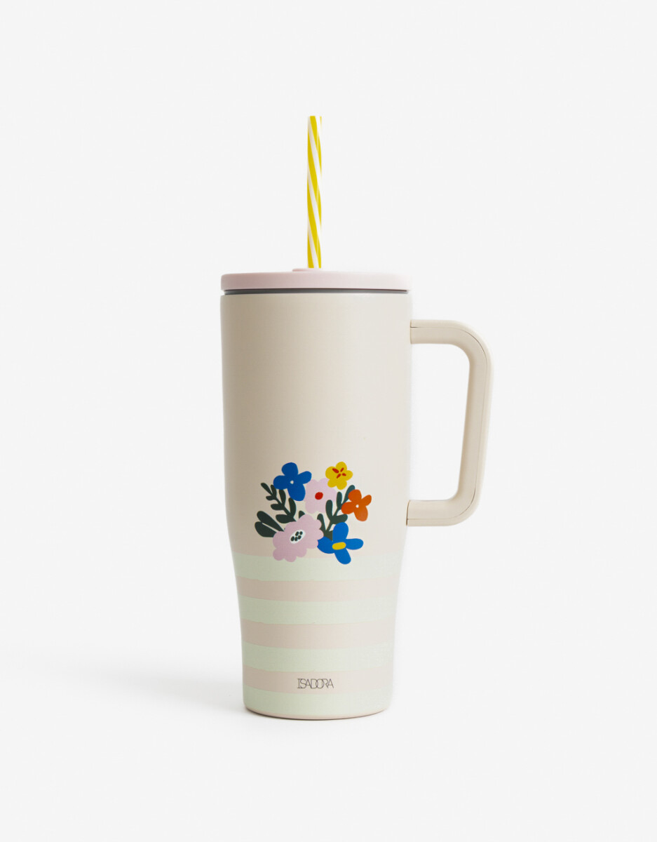 Vaso Metálico Diseño Floral 