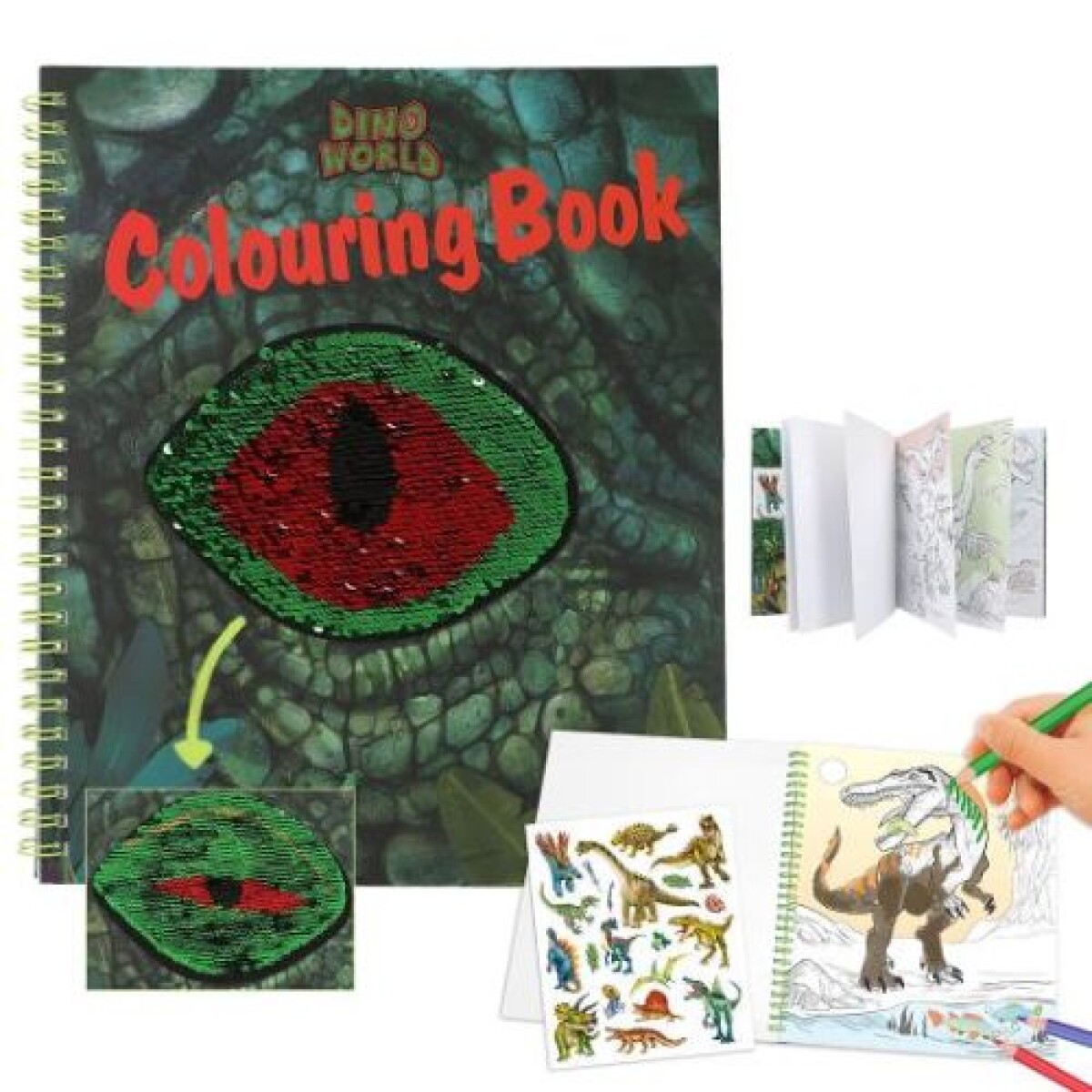 Dino World libro para colorear con lentejuelas - Dino World Libro Para Colorear Con Lentejuelas 