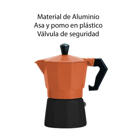 Cafetera Italiana de Aluminio 3 Tazas Naranja Oscuro