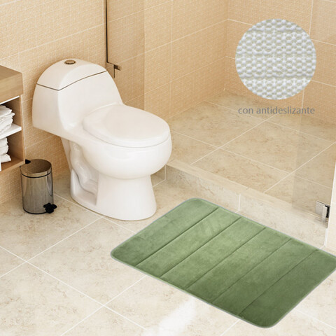 Alfombra Baño con Memoria Home Class Microfibra 43 x 61 cm VERDE CLARO