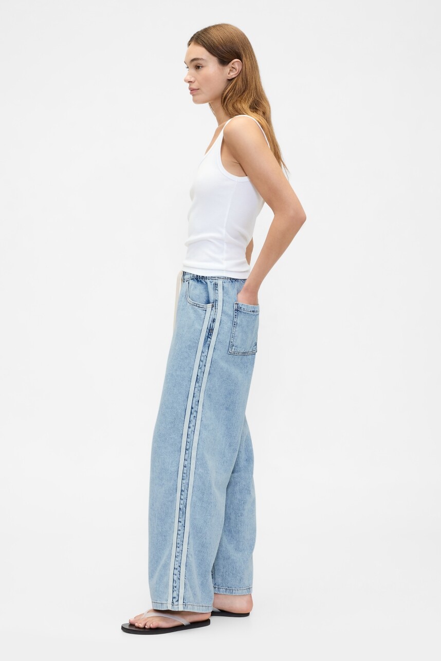 Jean Wide Leg Pull On Mujer Medium Wash