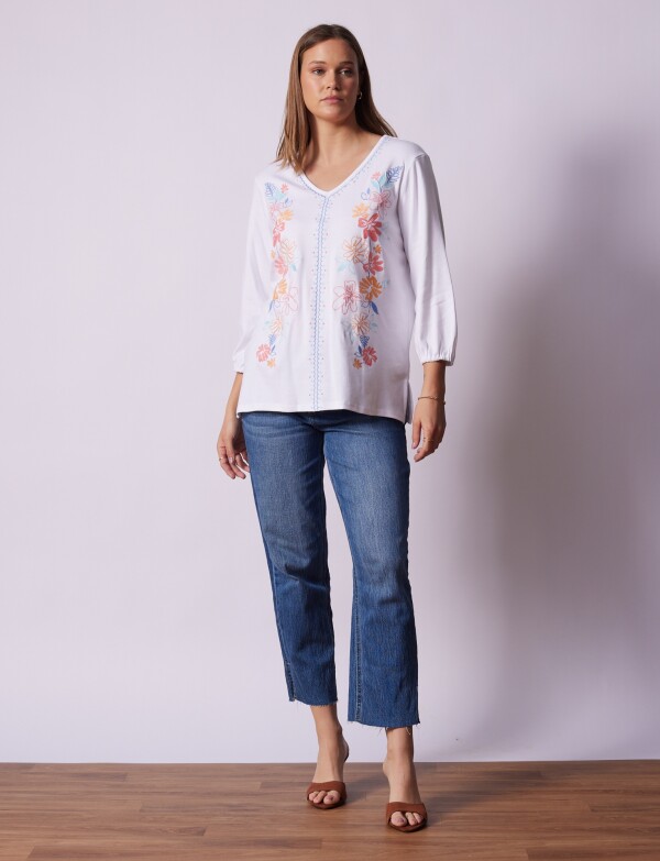Blusa Bordada BLANCO/MULTI