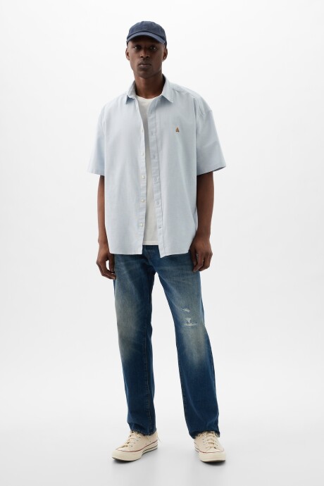 Camisa Manga Corta Oso Brannan Hombre Bleach Blue