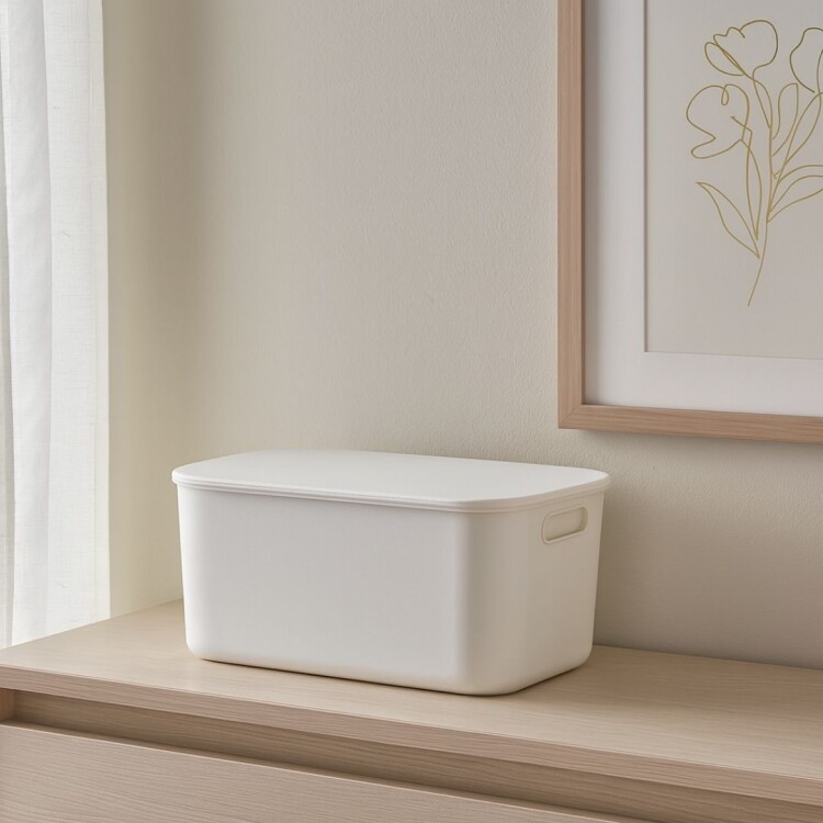 CAJA CESTO ORGANIZADOR 8 LITROS 26X18,2X16,3CM GRIS