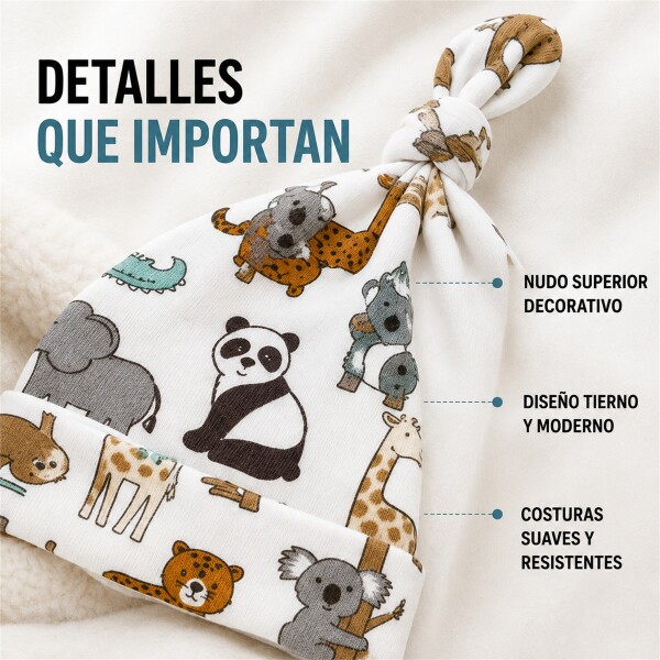 Set X3 Gorros para Bebé 100% Algodón con Nudo Celeste 1