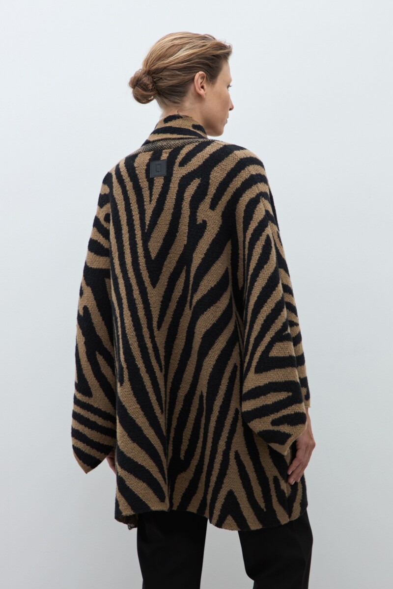 Ruana jacquard zebra negro