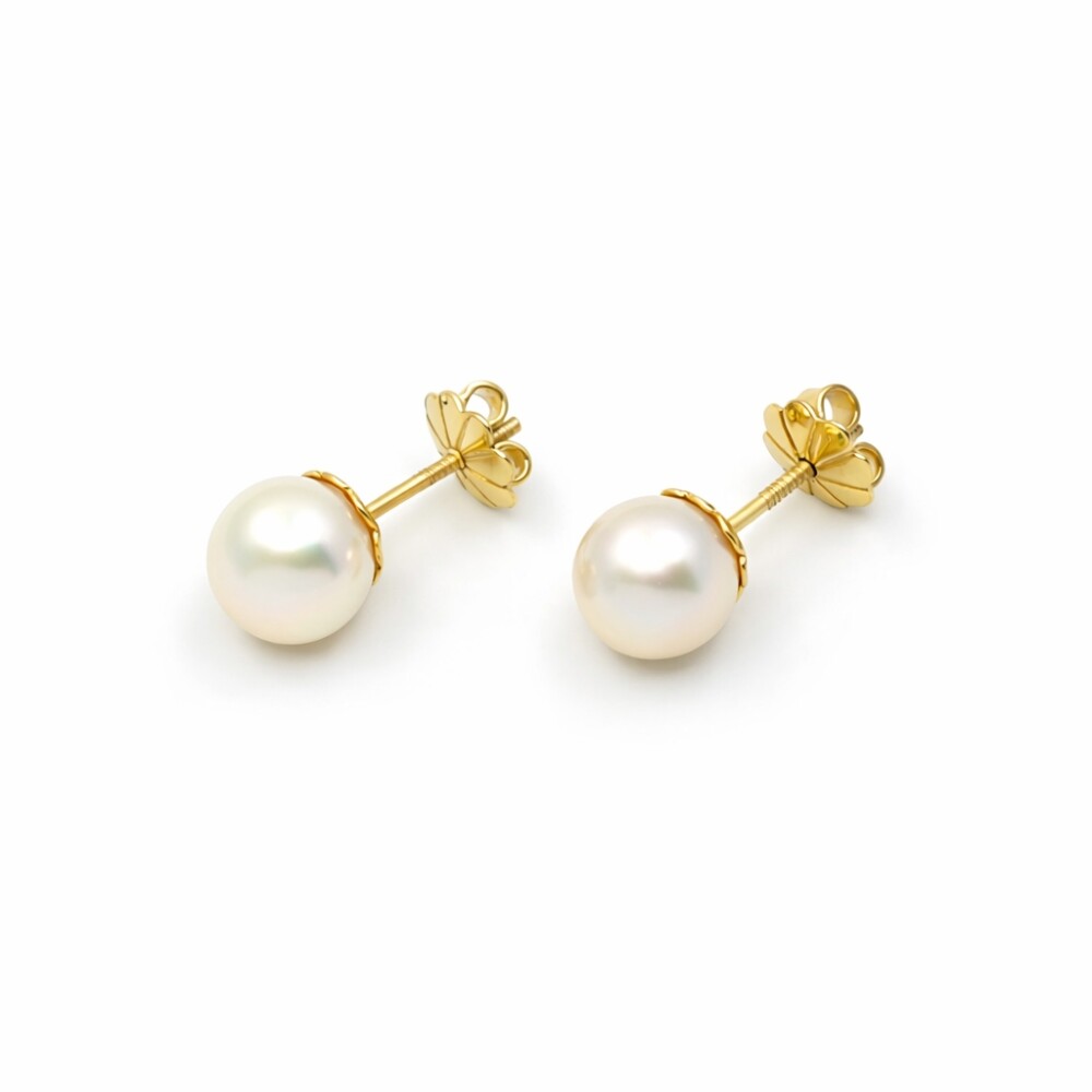 8 mm Caravanas en Oro 18 K Y Perlas De Cultivo 8 mm Caravanas en Oro 18 K Y Perlas De Cultivo