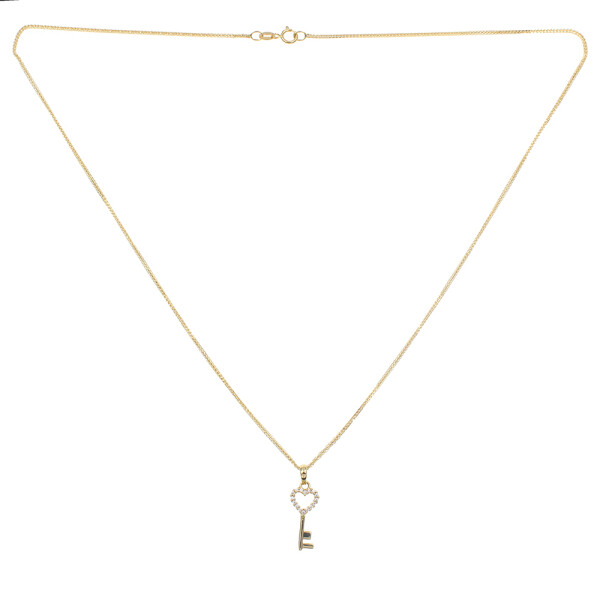 Colgante Llave de corazón en oro amarillo 18k con circonias- Sin cadena Colgante Llave de corazón en oro amarillo 18k con circonias- Sin cadena