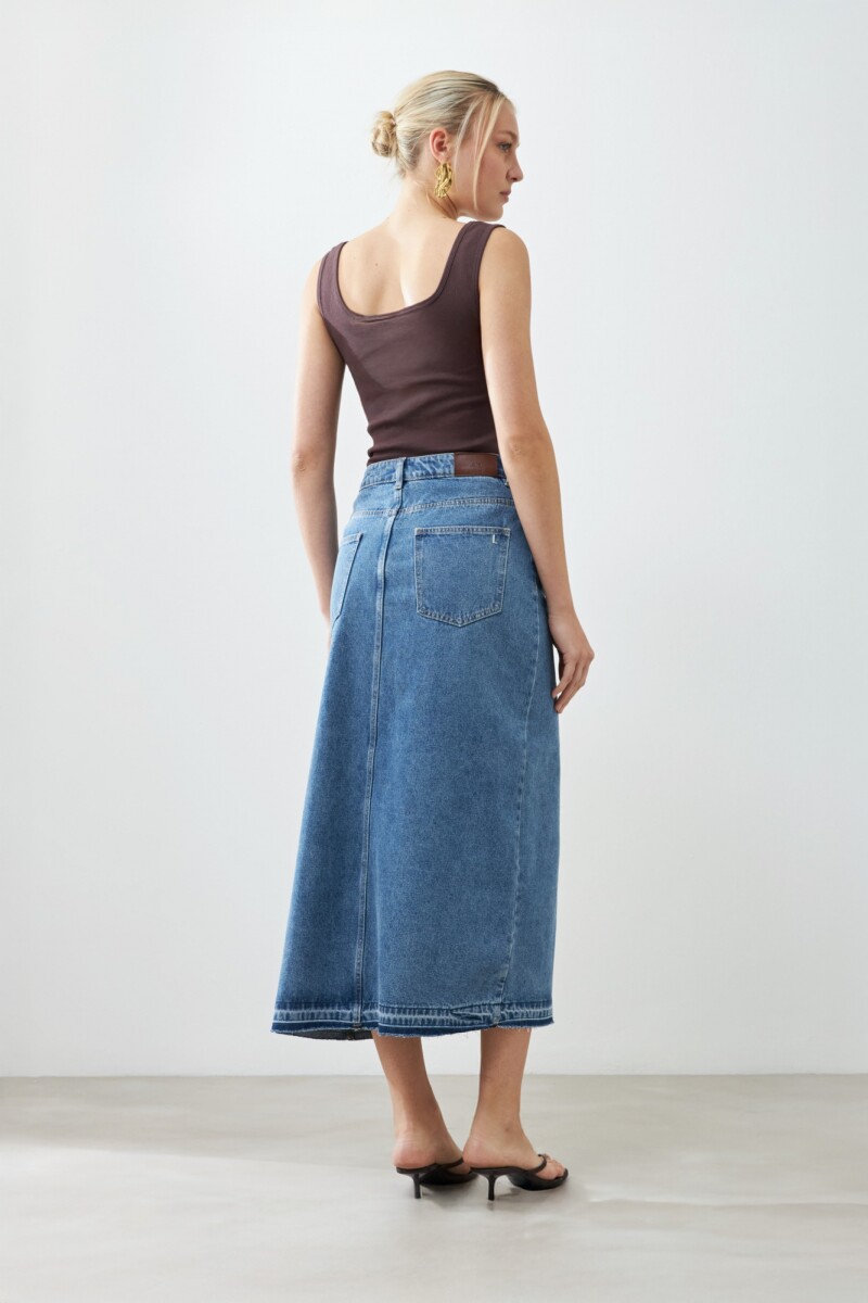 Falda larga de jean jean medio