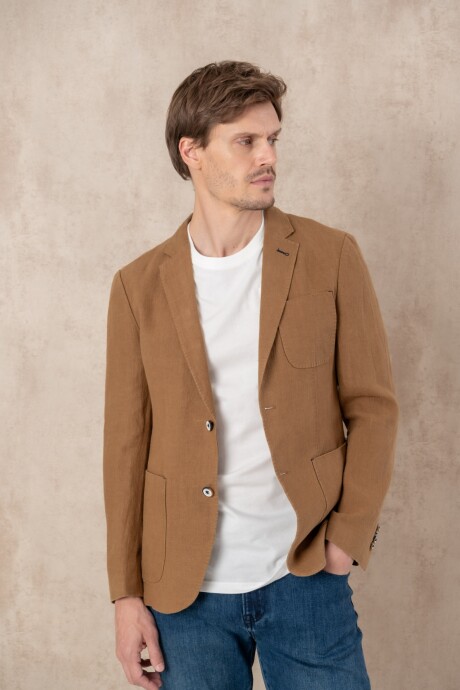 Saco lino Slim Fit Tostado