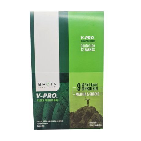 Protein Bar Vegan 65 g Caja x 12 Brota- Matcha & Greens Protein Bar Vegan 65 g Caja x 12 Brota- Matcha & Greens