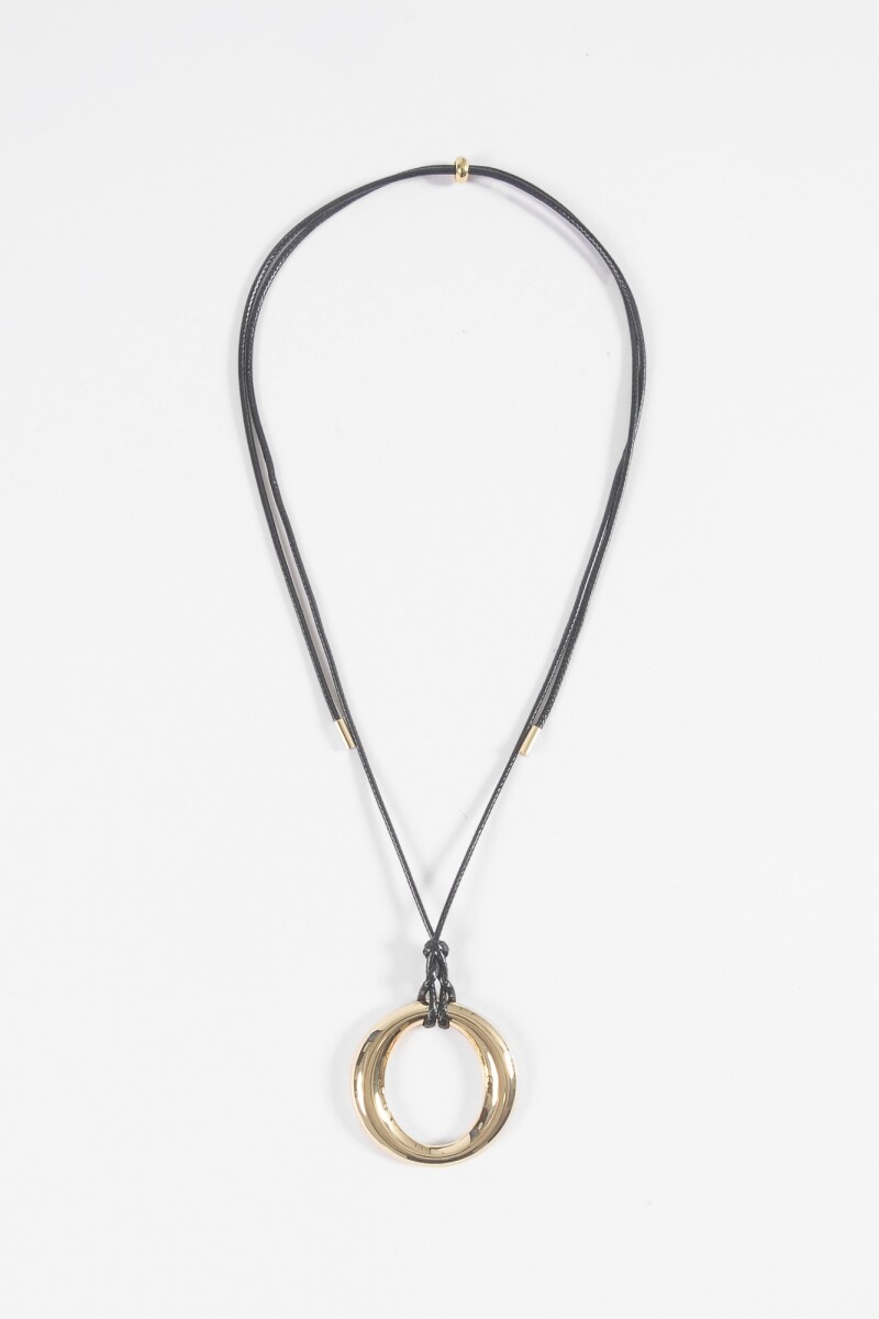 Collar cordón dije circular metal dorado