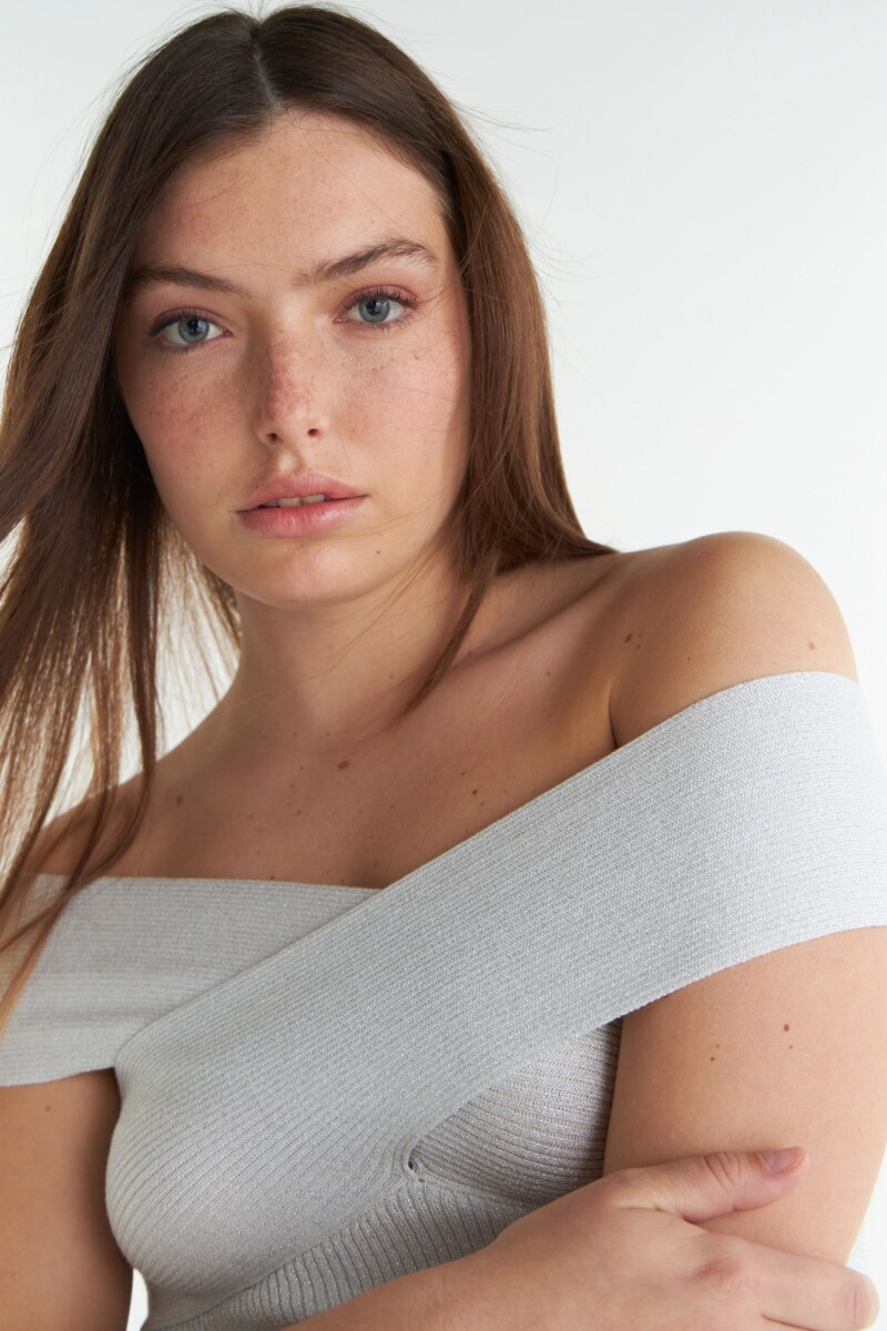 Top Rouge Blanco Lurex
